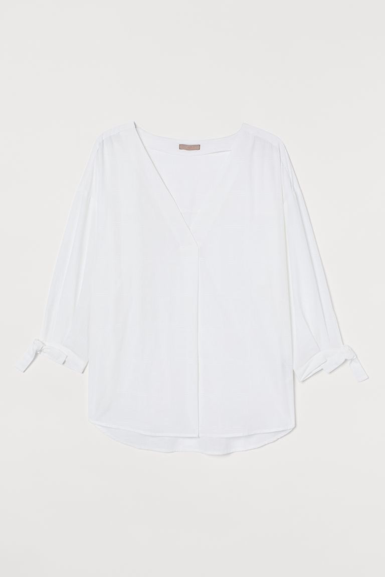 

H&M+ Блузка с v-вырезом H&M+ XXXXL Белый