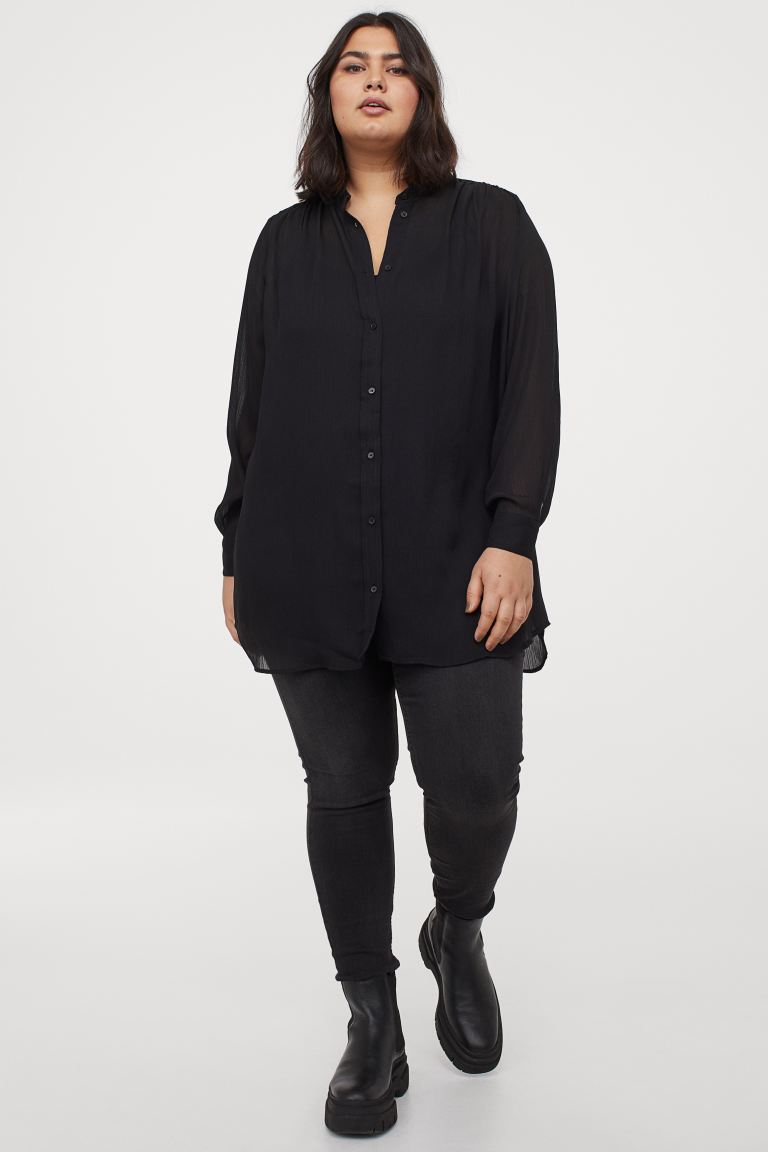 

H&M+ Блузка из жатой ткани H&M+ xxxl Черный