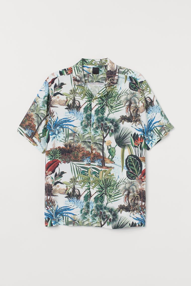 

Рубашка с рисунком H&M L Натуральный белый/Растения