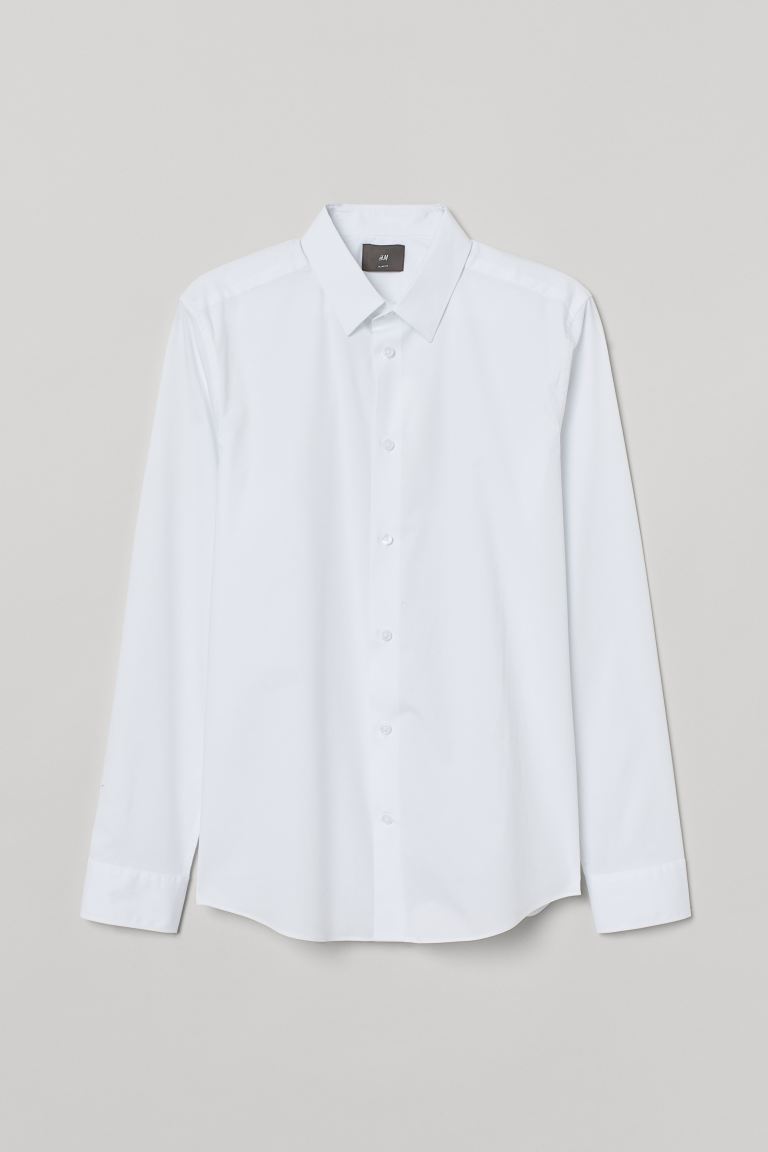 

Рубашка стретч Slim Fit H&M L Белый