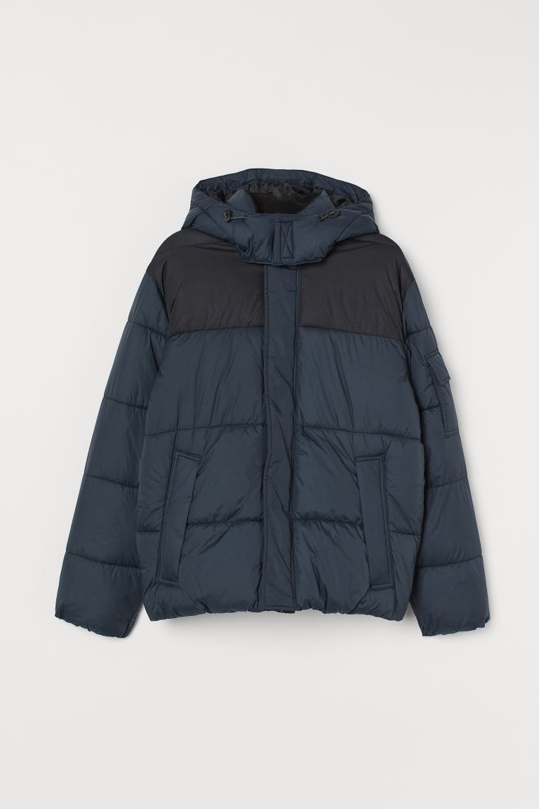 

Утепленная куртка с капюшоном H&M XXL Темно-синий
