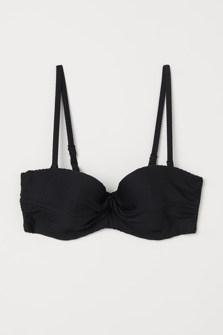 

Лиф бикини балконет H&M 70E Черный/Рельефный трикотаж