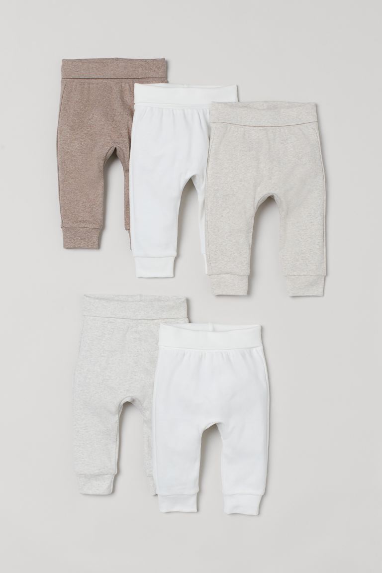 

5 пар хлопковых брюк H&M 50 Белый/Светло-бежевый меланж