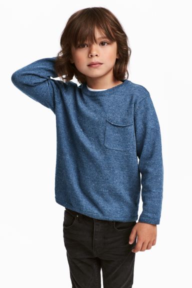 

Хлопковый джемпер тонкой вязки H&M 110/116 Голубой меланж (0501886002)