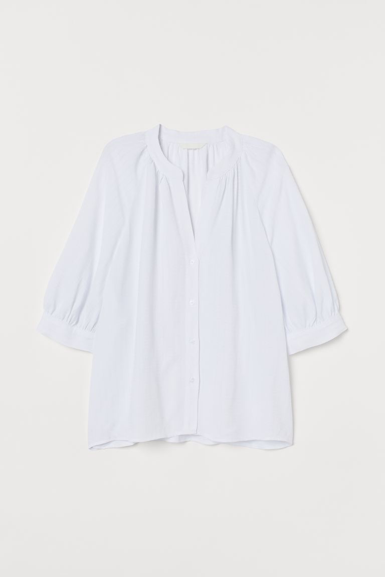 

Блузка из ткани с рисунком H&M  Белый, Блузка из ткани с рисунком H&M L Белый