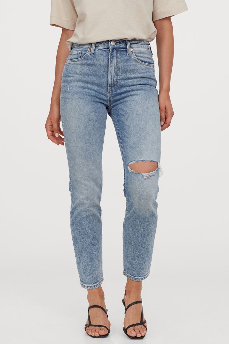 

Джинсы Vintage Slim High Ankle H&M  Голубой деним/Стираный, Джинсы Vintage Slim High Ankle H&M 36 Голубой деним/Стираный
