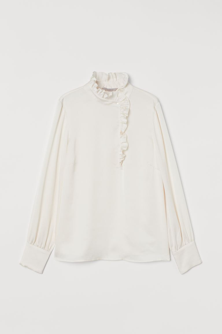 

Блузка с оборками H&  Кремовый, Блузка с оборками H&M M Кремовый