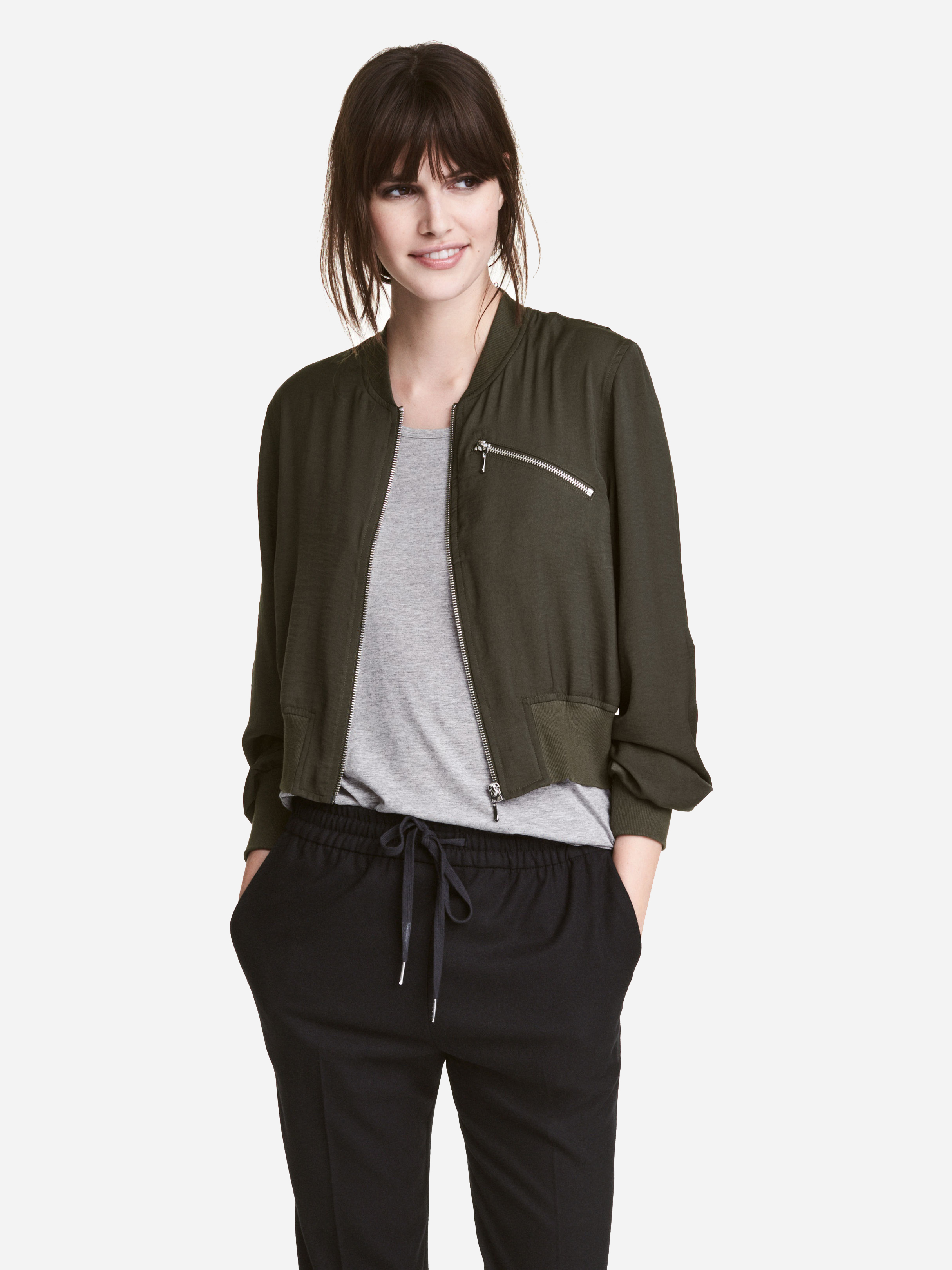 

Бомбер H&M 4655835-ACXO 32 Темно-зеленый
