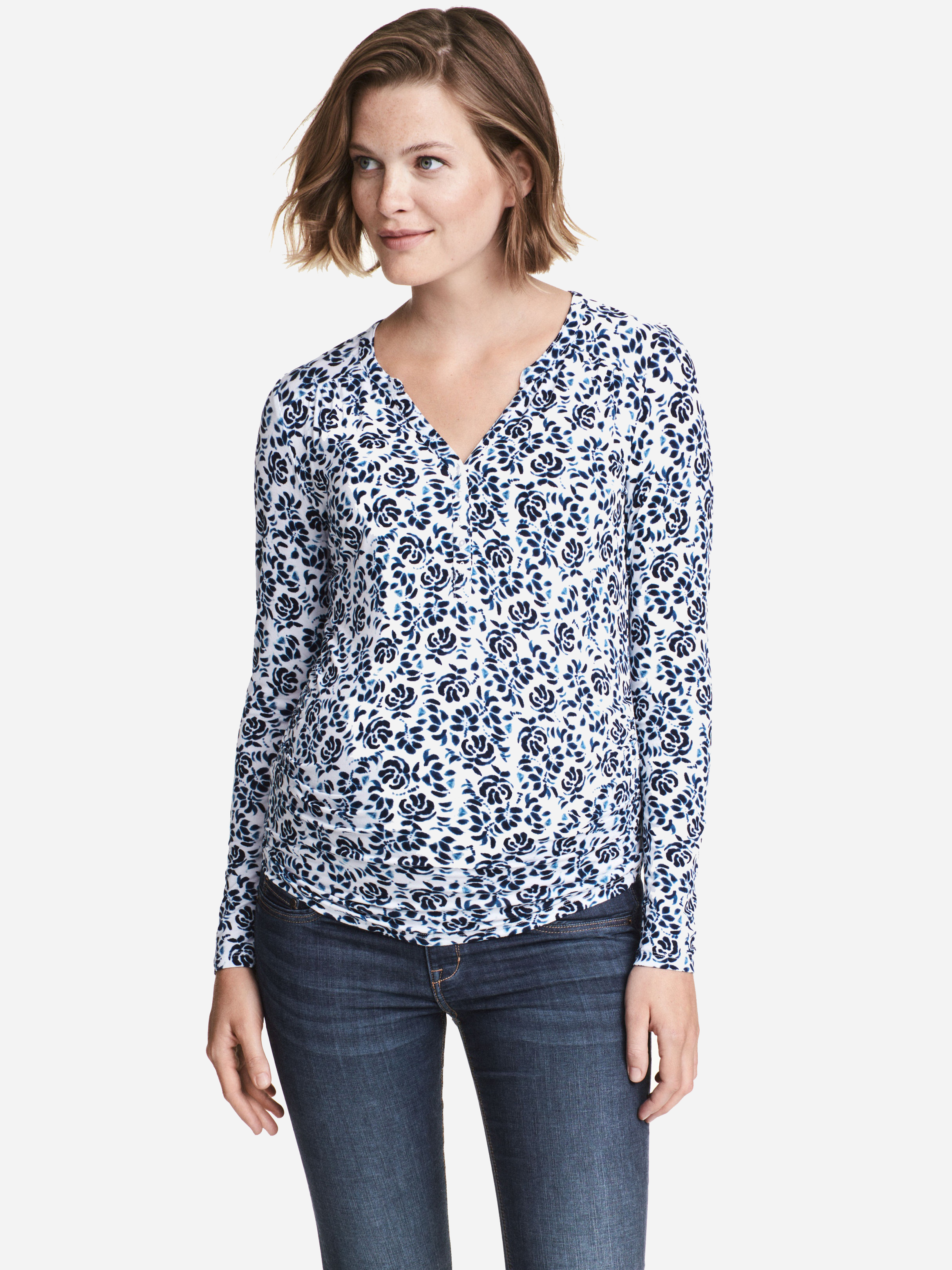

Лонгслив для беременных H&M 4429725-ACSA XS Белый с синим