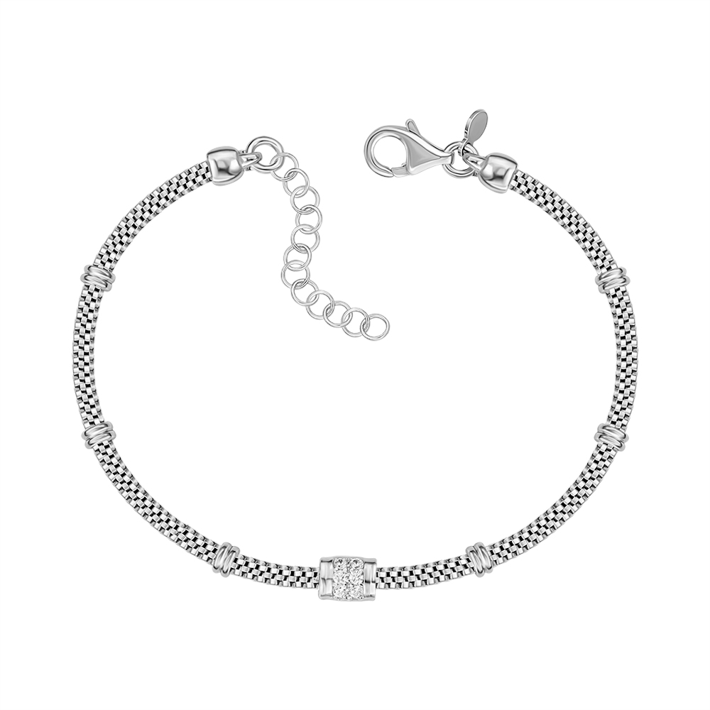 

Серебряный браслет с фианитами 000146380 17 размера