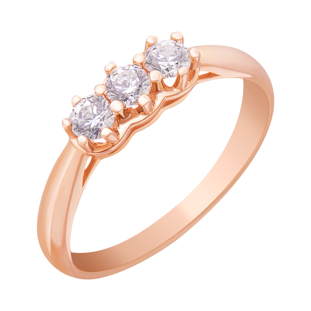 

Золотое кольцо с белыми фианитом S Zirconia 000010487 16.5 размера