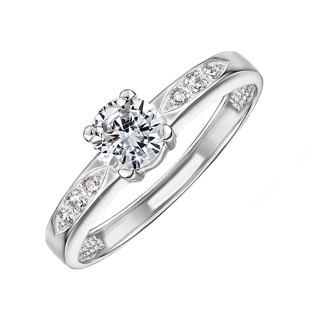 

Золотое помолвочное кольцо в белом цвете с фианитами 000122171 17.5 размера