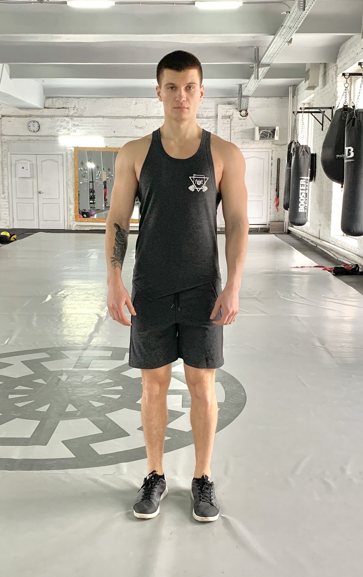 

Спортивный мужской набор (Майка шорты) Progress gray 1 1 FitU XL Серый