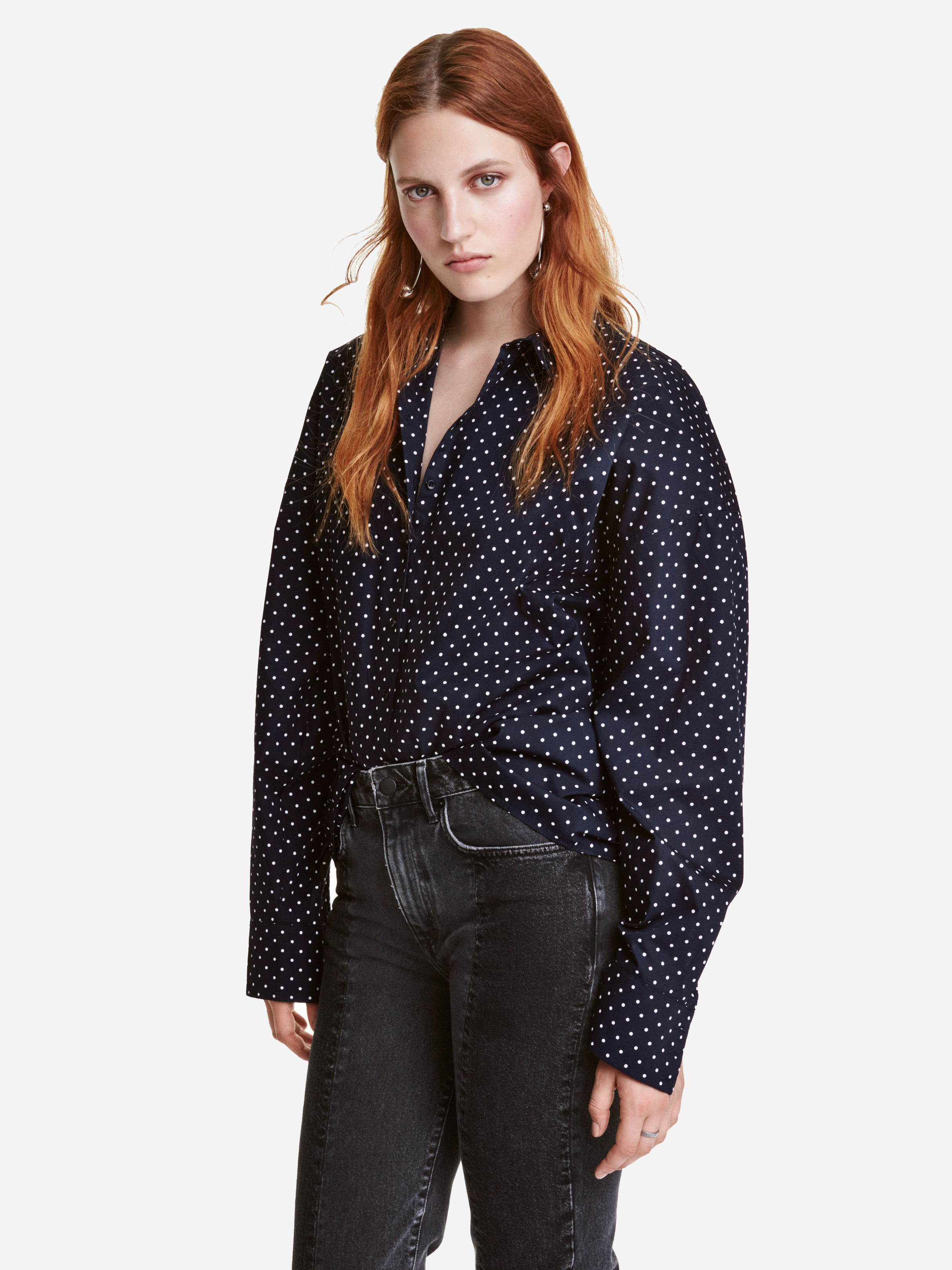 

Рубашка H&M 4521214-AAOD 36 Темно-синяя с белым