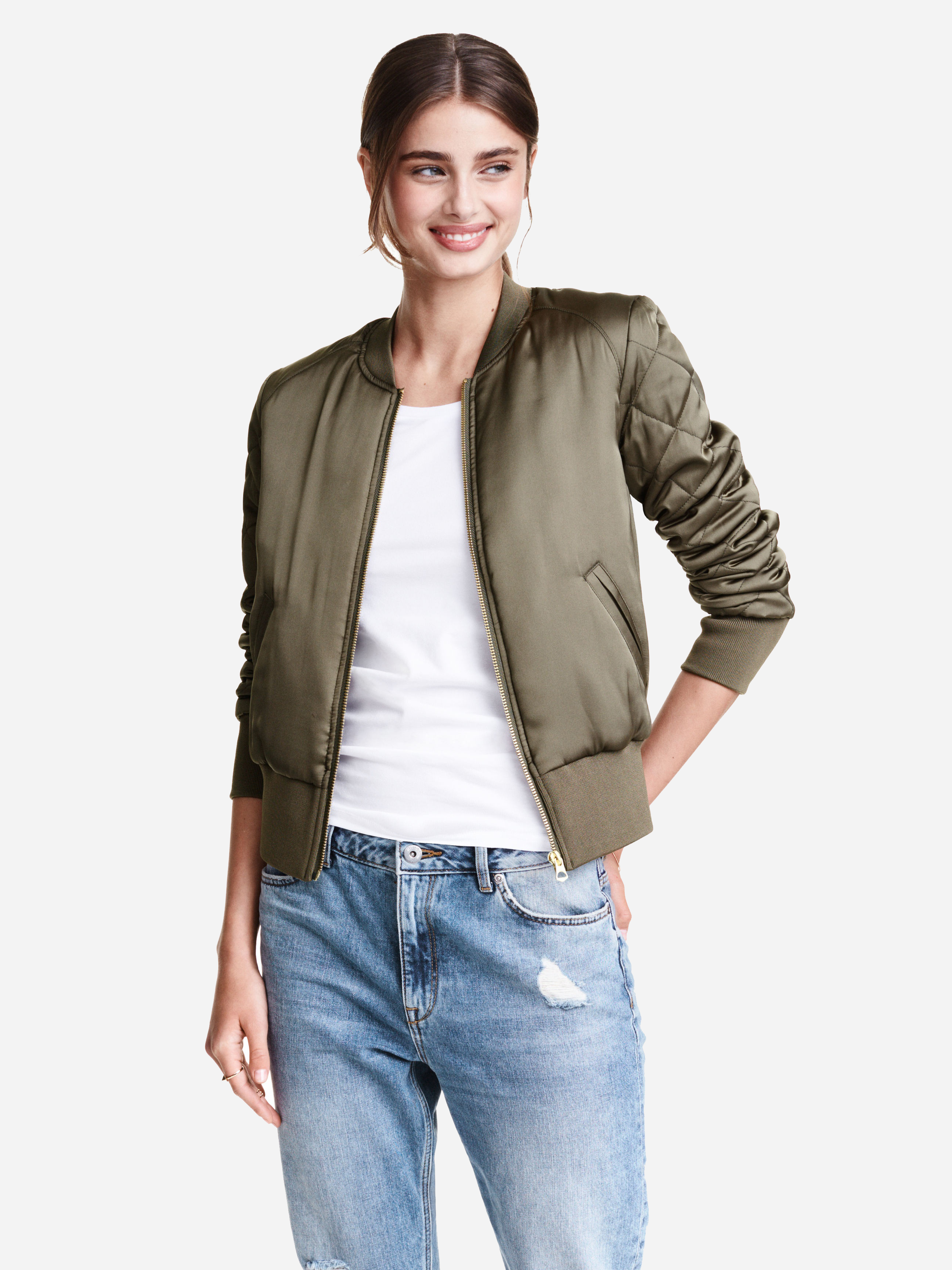 

Бомбер H&M 3145224-ABTE 36 Болотный