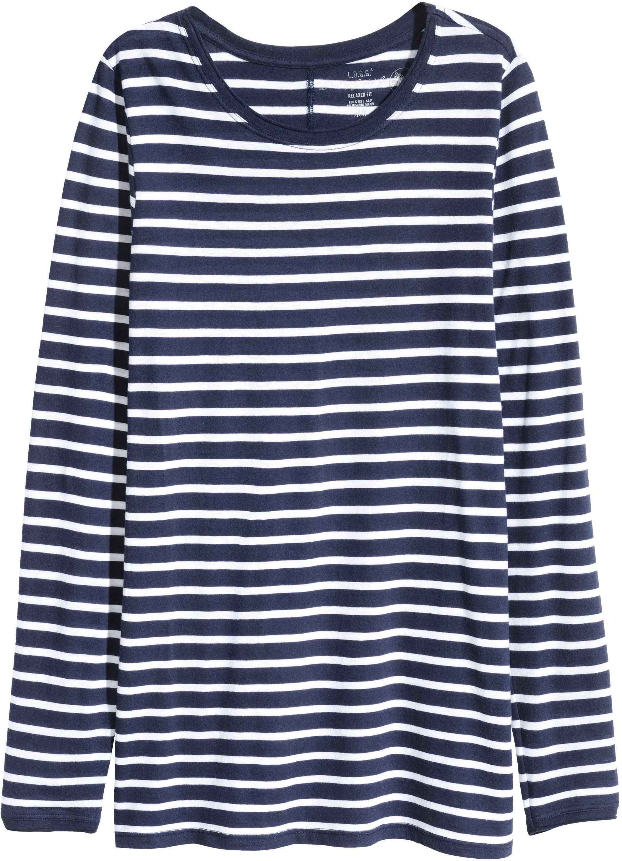 

Лонгслив H&M 4781095-ACSK S Темно-синий с белым