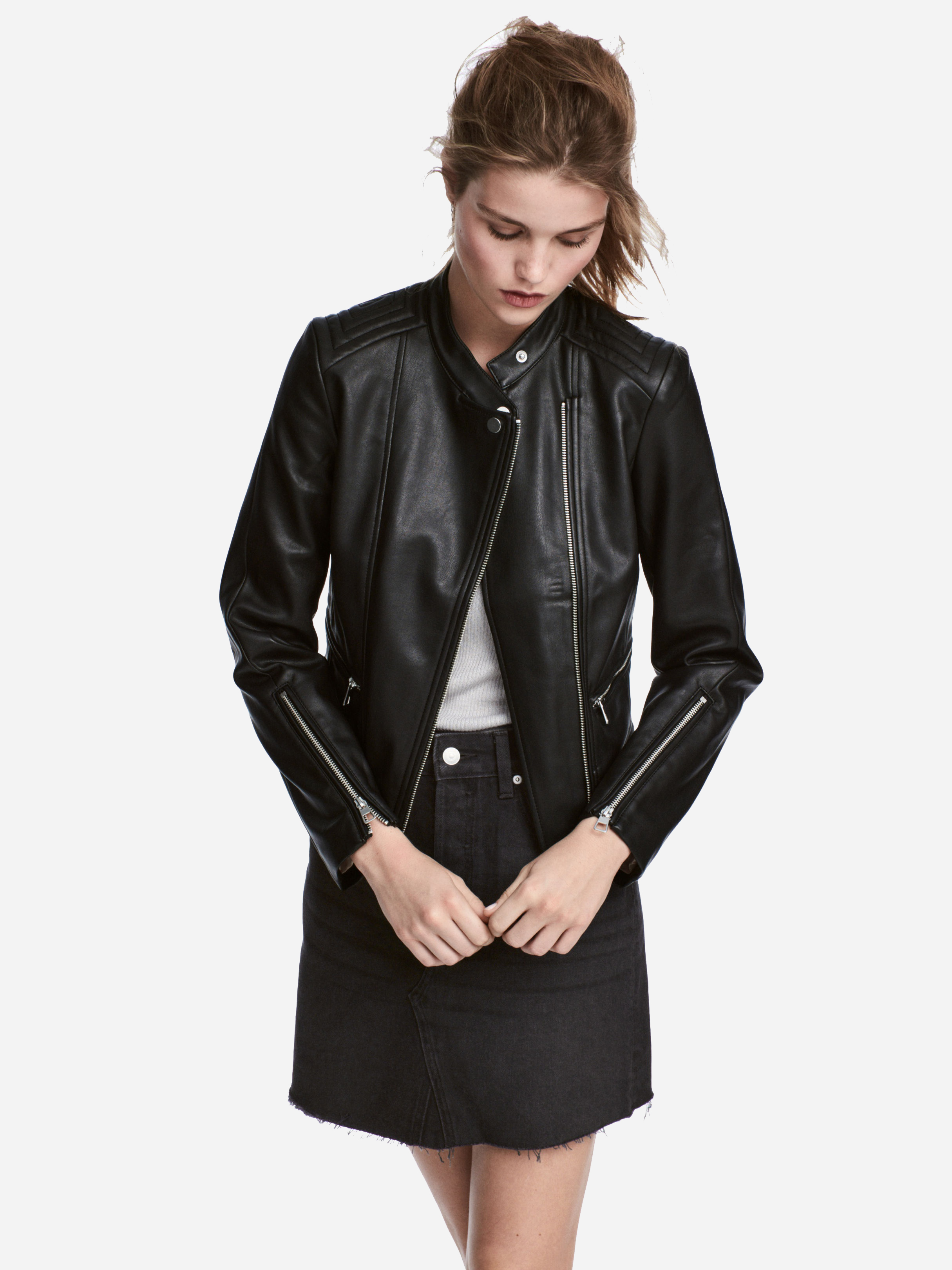 

Куртка из искусственной кожи H&M 4923576-AAAD 32 Черная