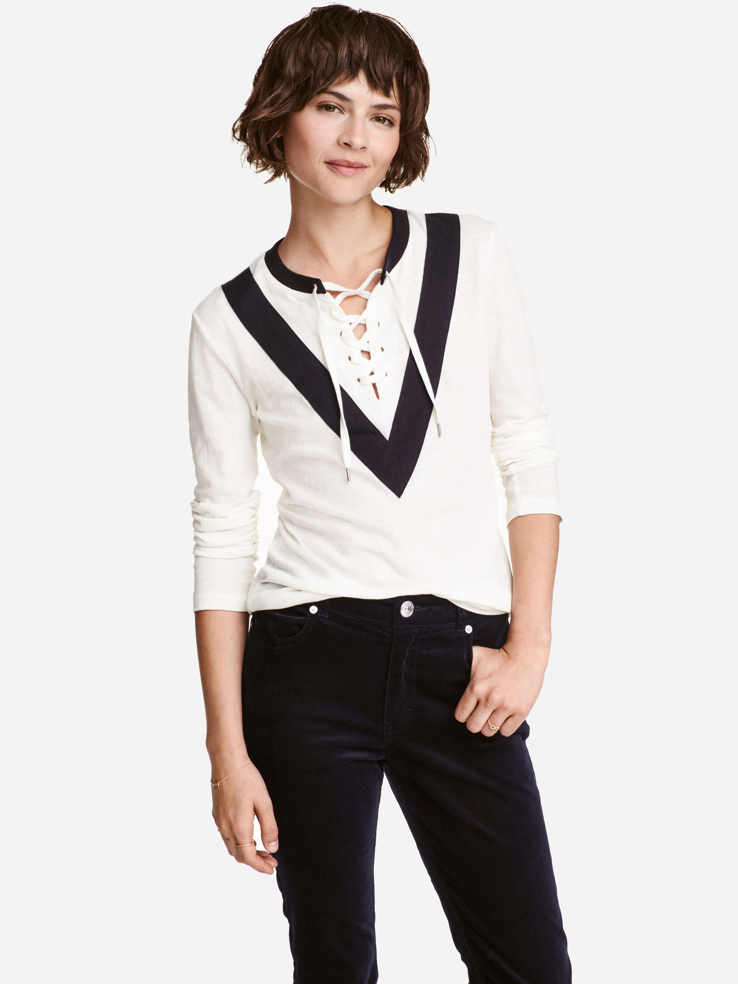 

Лонгслив H&M 4342934-AAUF S Белый с серым