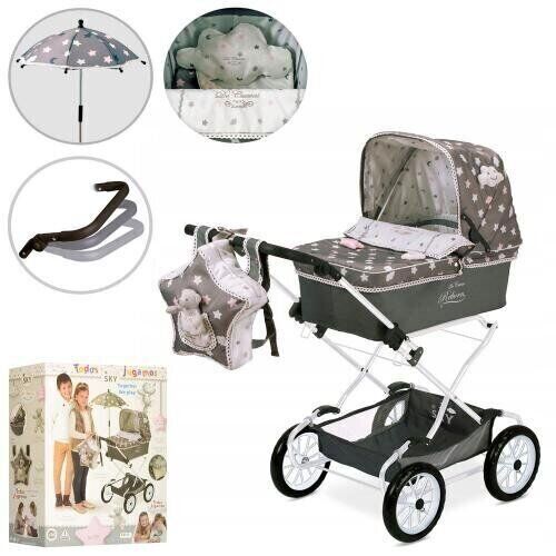 

Коляска классика для куклы DeCuevas 82024-1 (90 x 40 x 90 см) Серая