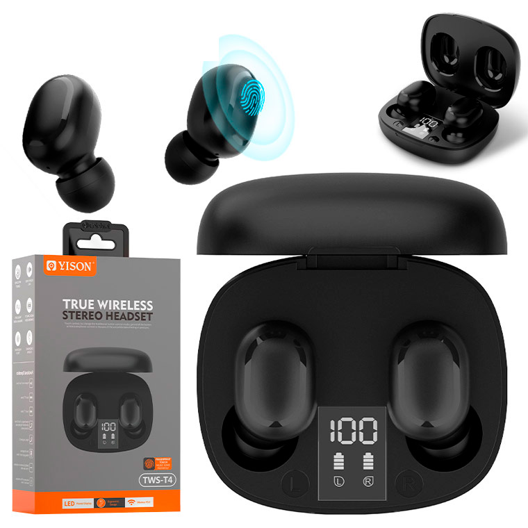 

Bluetooth наушники с микрофоном Yison TWS-T4 черные