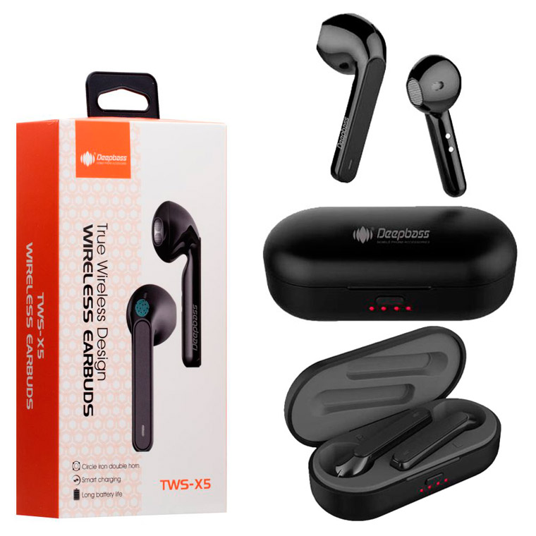 

Bluetooth наушники с микрофоном DeepBass TWS-X5 черные