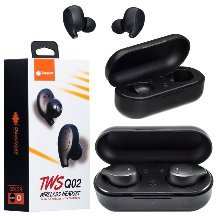 

Bluetooth наушники с микрофоном DeepBass TWS Q02 черные