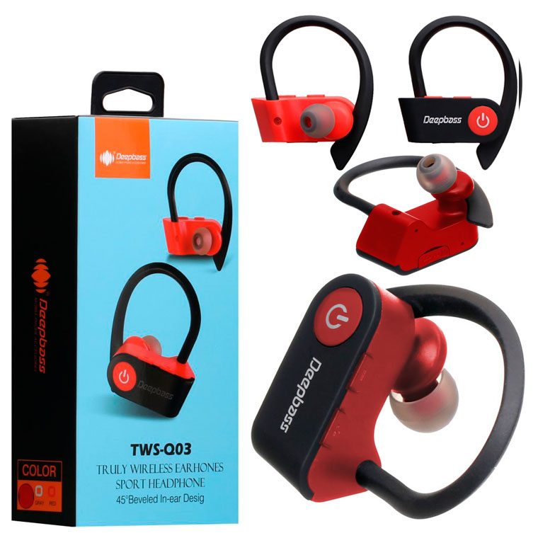 

Bluetooth наушники с микрофоном DeepBass TWS Q03 красные