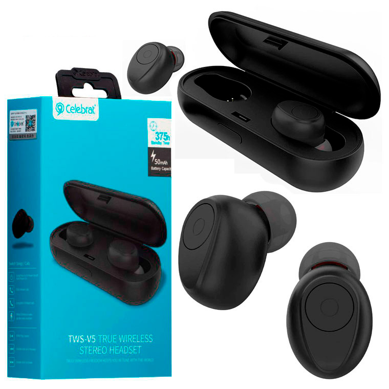 

Bluetooth наушники с микрофоном Celebrat TWS-W5 черные