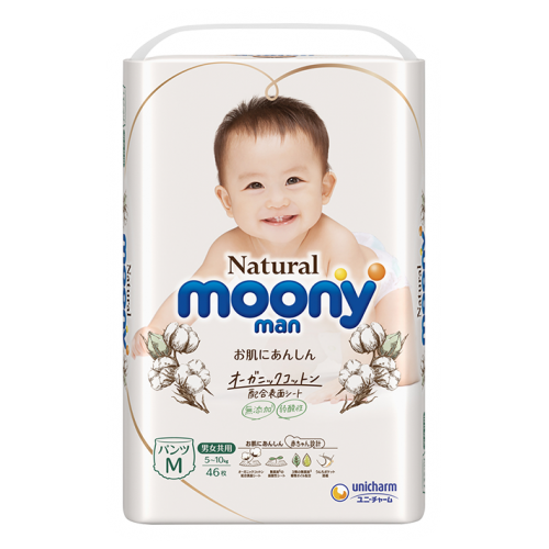 

Подгузники-трусики японские Moony Natural M(5-10kg) 46шт.