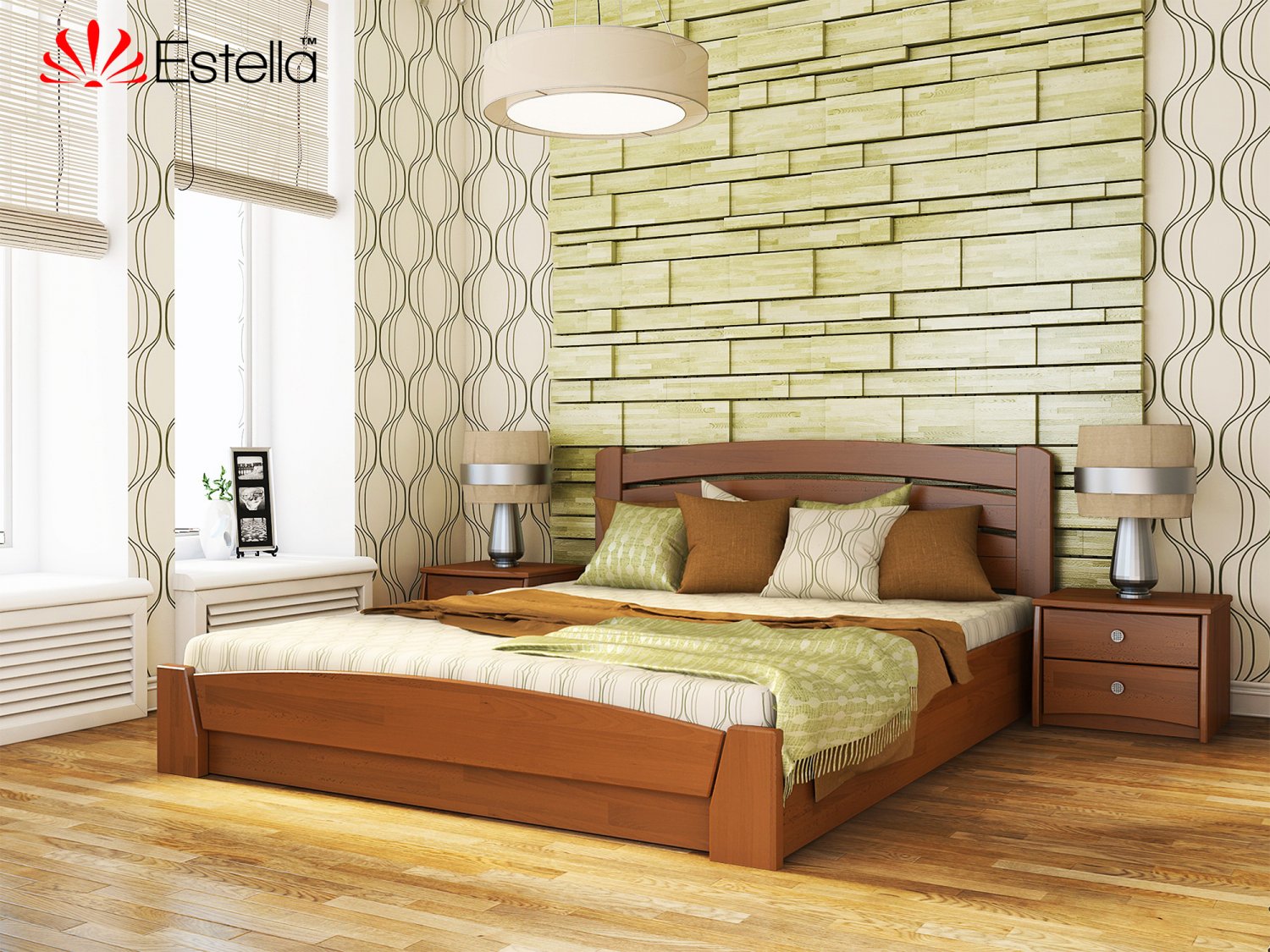 

Кровать полуторная 120х190 деревянная Estella Селена Аури Ольха (Щит-105) Л4