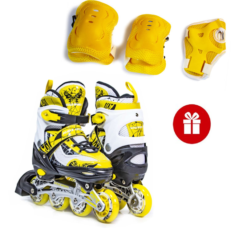 

Роликовые коньки Scale Sport SC-967 желтые размер 29-33+ Комплект защиты в подарок!