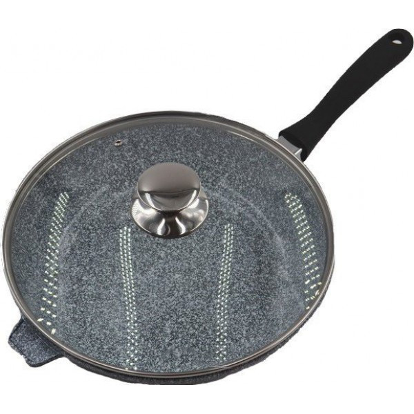 

Сковорода литая WOK Benson BN-521 с внутренним и внешнем антипригарным гранитным покрытием и крышкой