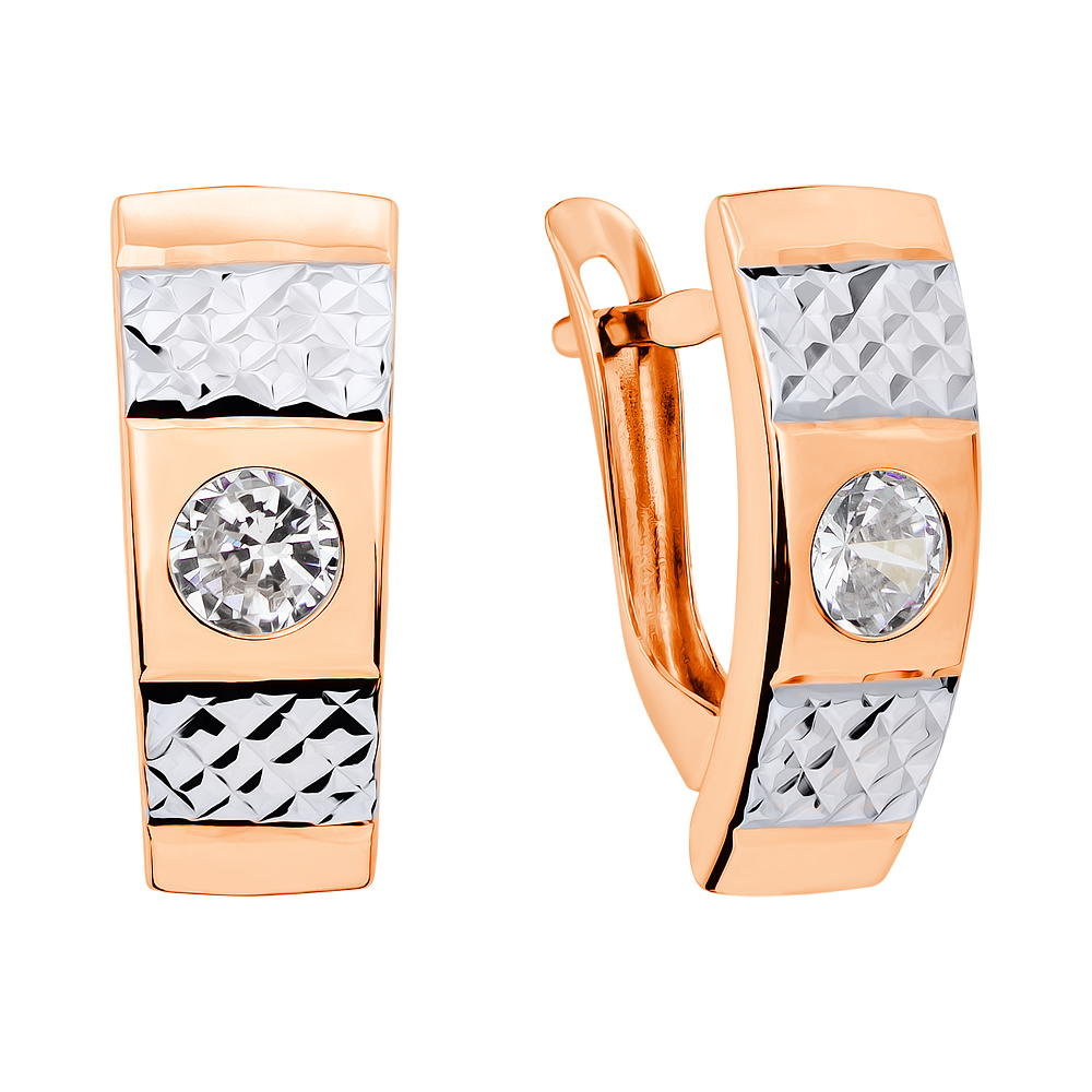 

Золотые серьги в комбинированном цвете с фианитами 000126221