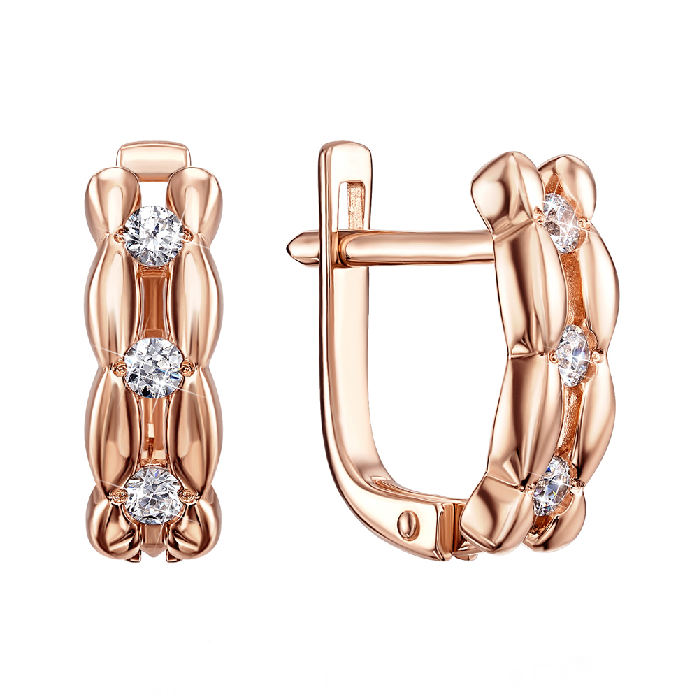 

Золотые серьги Мишель с фианитами Swarovski
