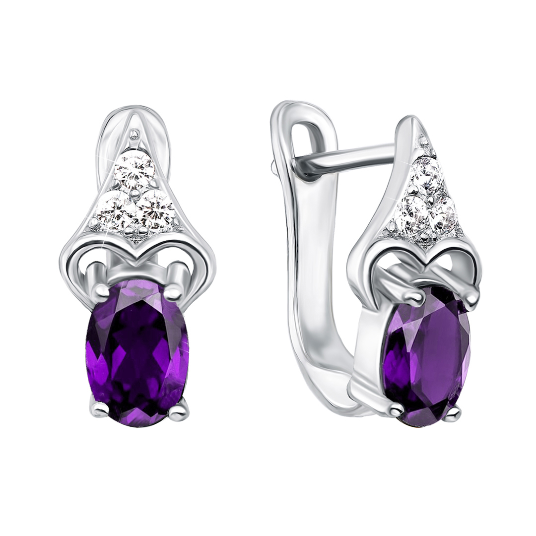 

Серебряные серьги с аметистами и фианитами 000134882