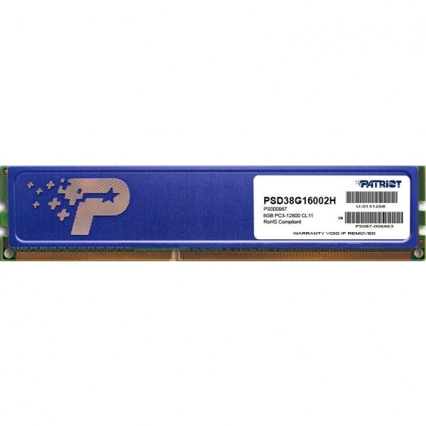 

Модуль памяти PATRIOT HeatShield DDR3 8G 1600Mhz (PSD38G16002H) (F00238893)