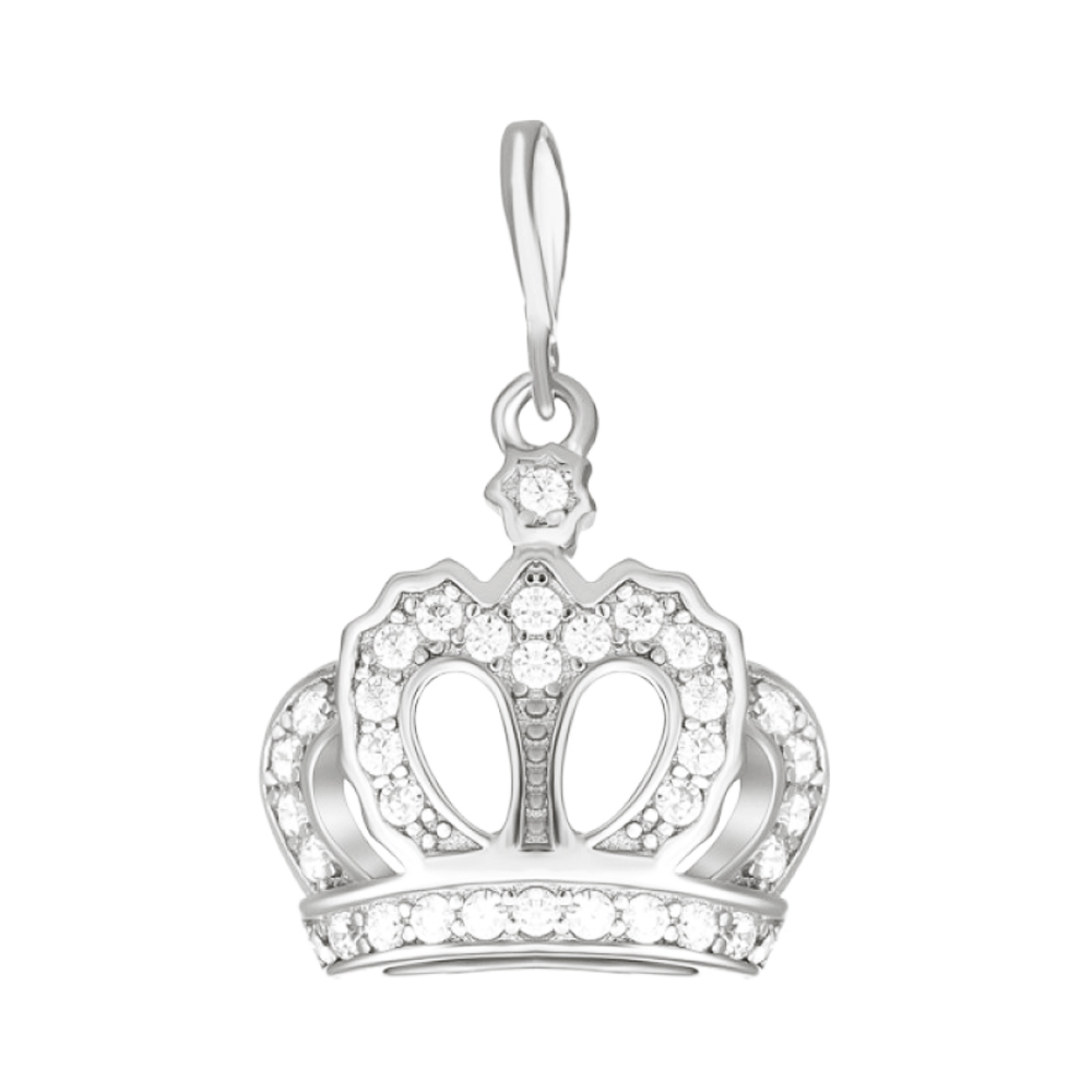 

Серебряный шарм-корона с фианитами и родированием 000035181