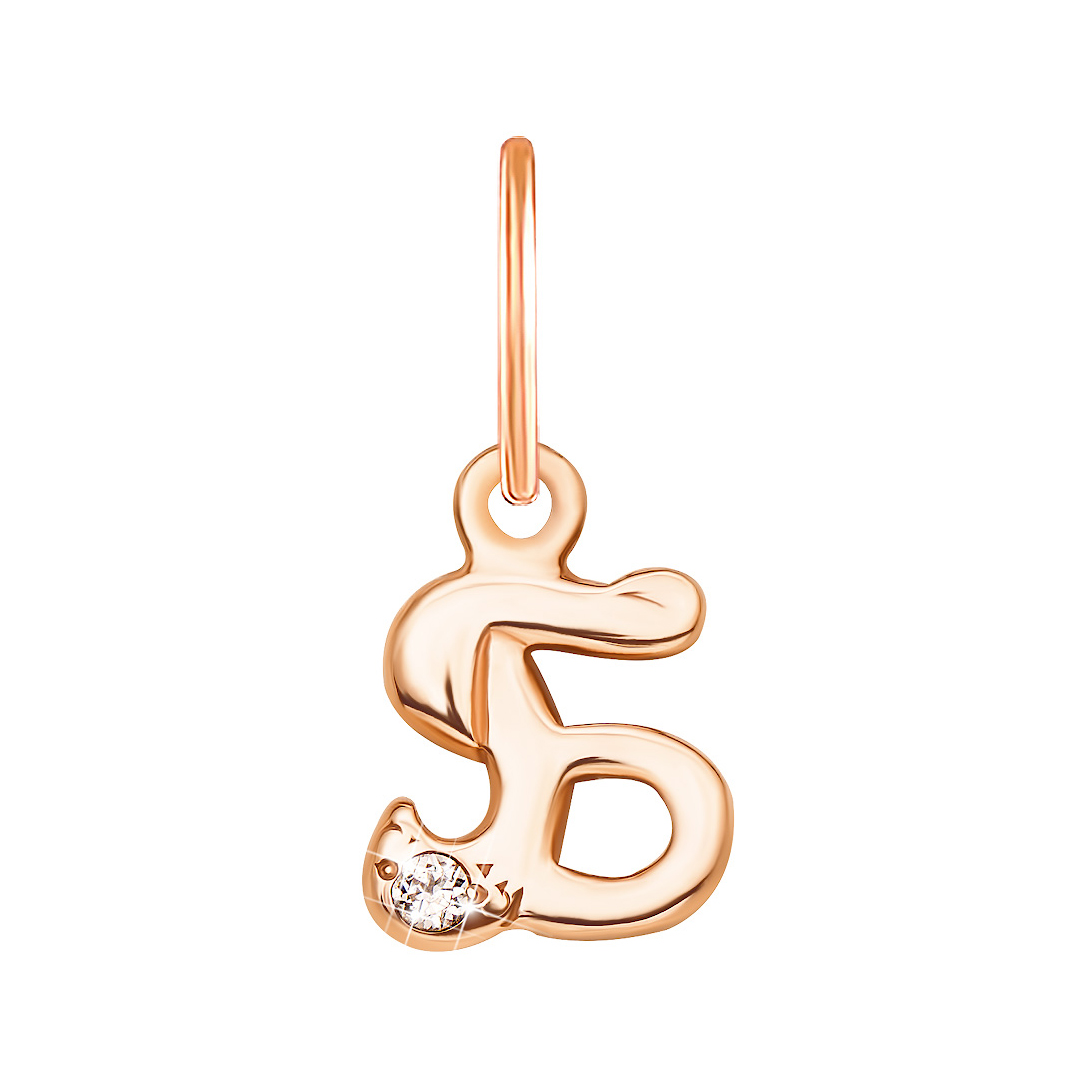 

Подвеска из красного золота Буква Б с фианитом 000129421