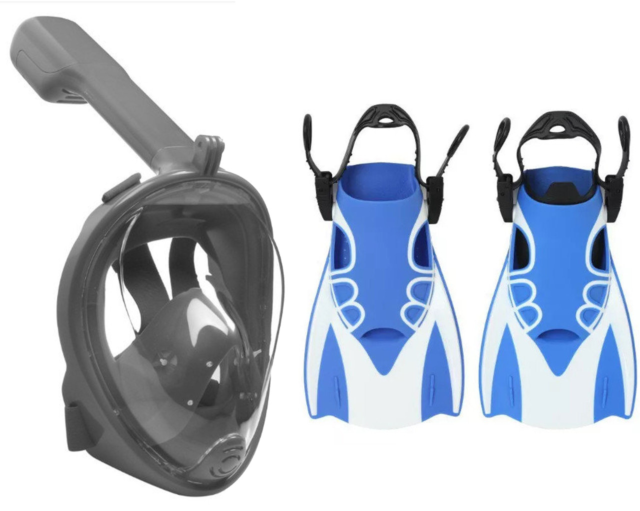 

Набор для плавания 2 в 1 (маска FREE BREATH SJLH-03 + ласты) Серая маска (размер S/M); Ласты синие (размер М) (np980286930)