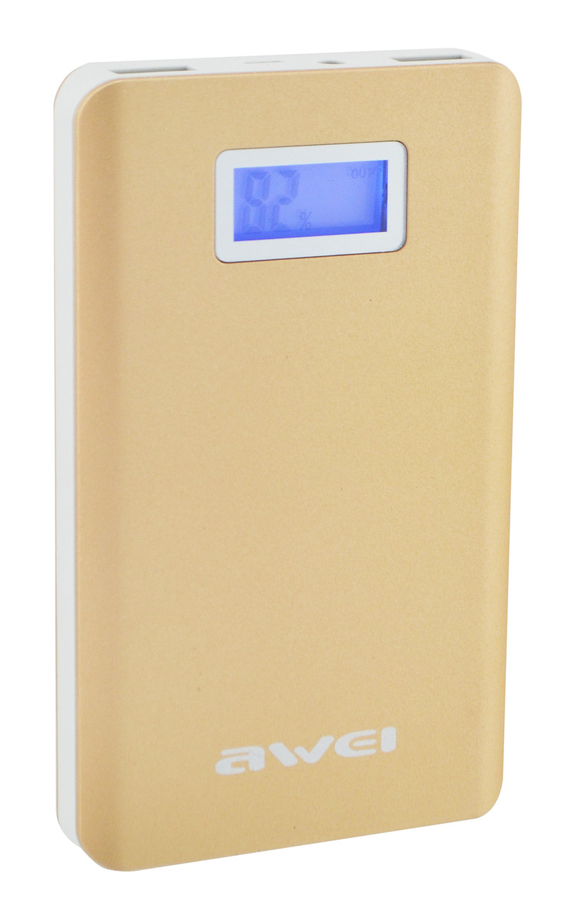 

Внешнее зарядное устройство Power Bank AWEI P83K c LCD экраном и фонариком Gold