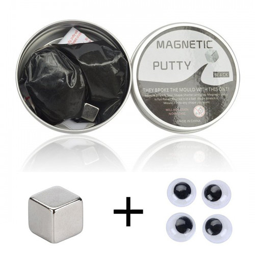 

Пластилин магнитный Magnetic Putty в металлическом боксе + 4 глаза Silver (np955259892)