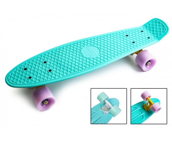 

Пенниборд 22 (Penny Board), Бирюзовый c лиловыми колесами