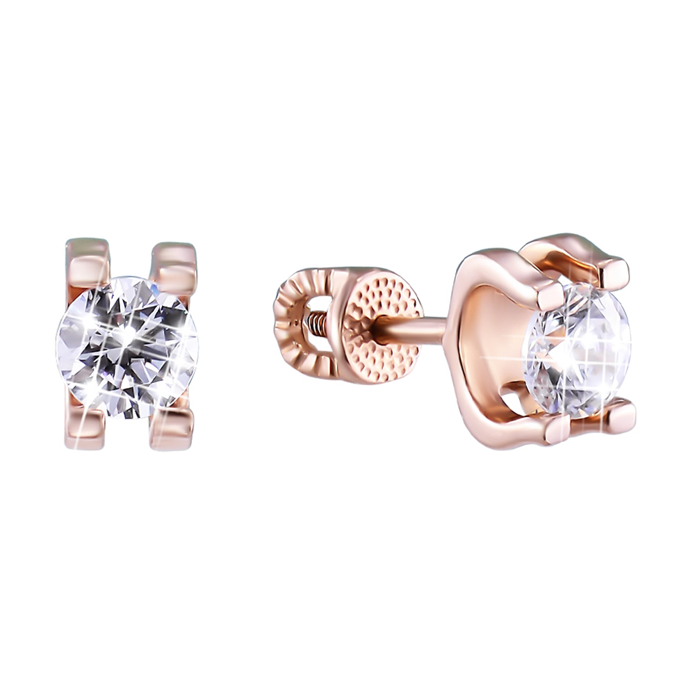 

Серьги-пуссеты из красного золота с цирконием Swarovski 000140071