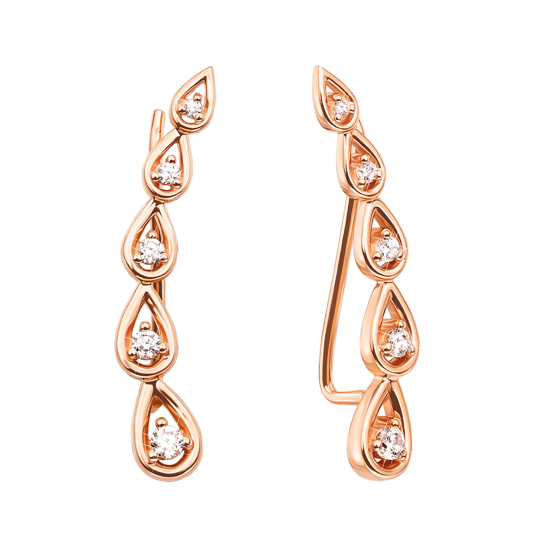 

Серьги-каффы из красного золота с кристаллами Swarovski 000122791