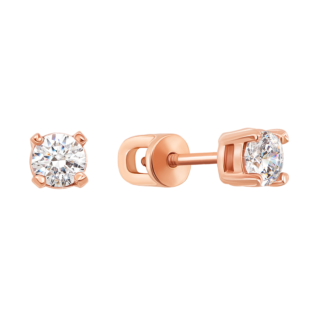 

Золотые серьги-пуссеты Альканта в красном цвете с цирконием Swarovski