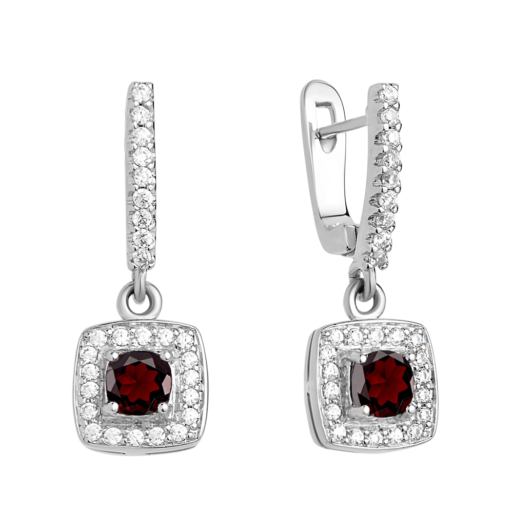 

Серебряные серьги-подвески с гранатами и фианитами 000125067