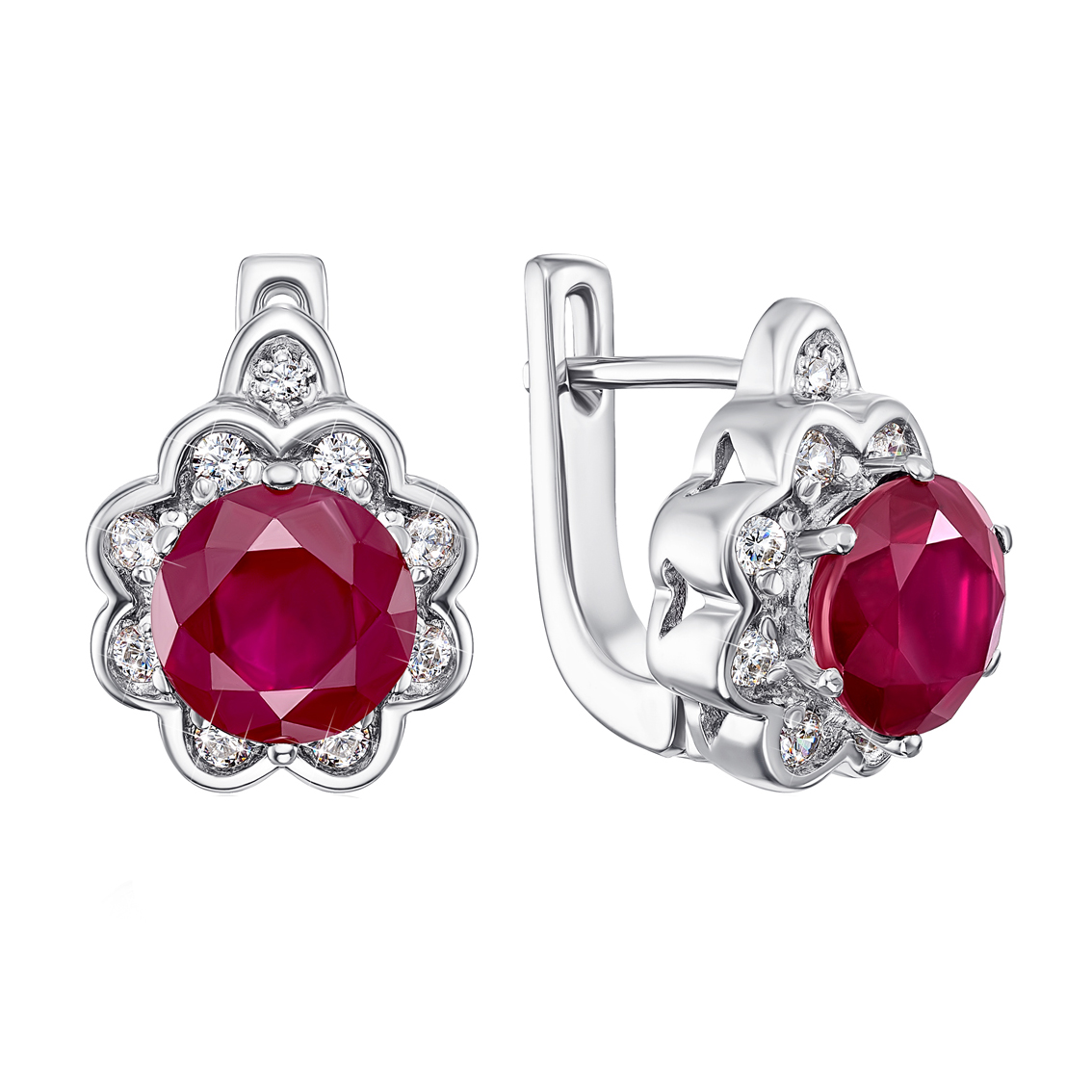 

Серебряные серьги с рубинами и фианитами 000133751