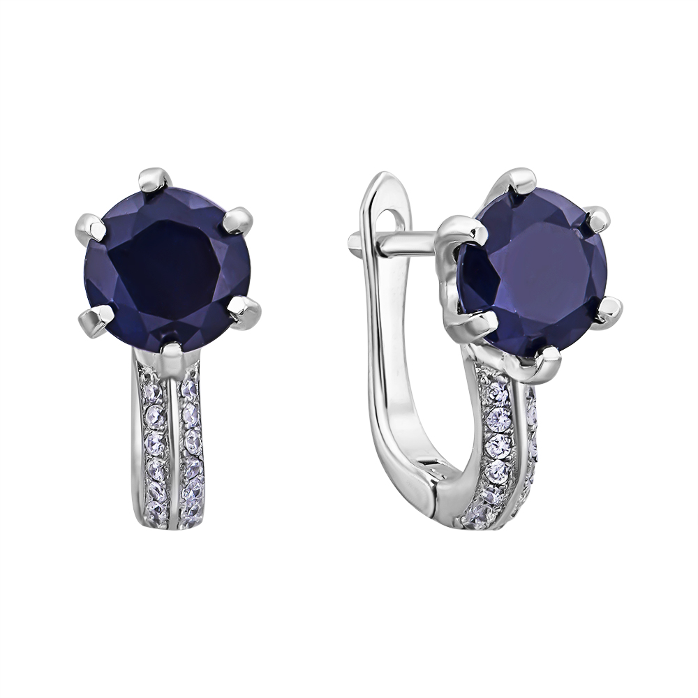 

Серебряные серьги с сапфирами и фианитами 000132494
