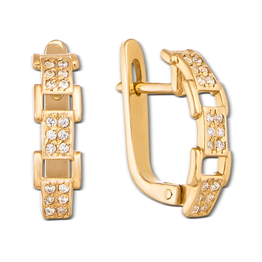 

Серьги из желтого золота с фианитами 000129344