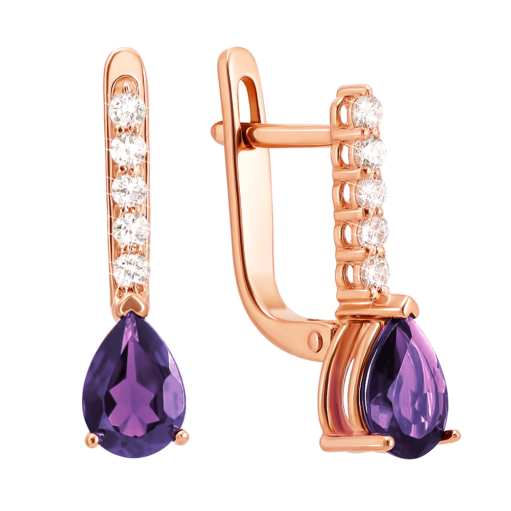 

Серьги из красного золота с аметистами и фианитами 000137366